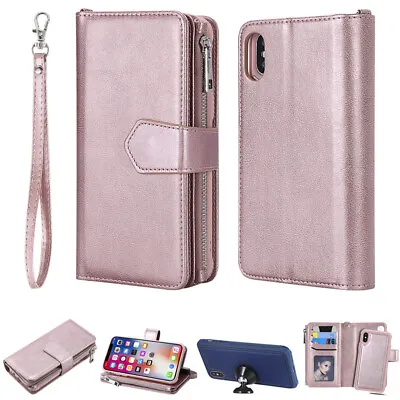 $21.89 • Buy For IPhone 14 13 Pro Max 7 8+ Detachable Leather Zipper Wallet Case Purse Cover