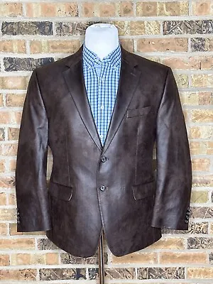 $75 • Buy Lauren Ralph Lauren Men's Brown Faux Leather Blazer Sport Coat Size 44S Pristine