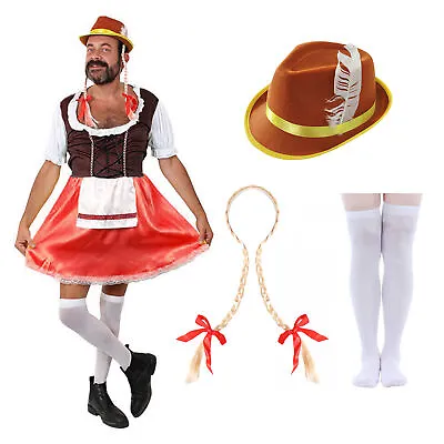 £21.99 • Buy Mens Bavarian Wench Stag Night Lederhosen Deluxe Oktoberfest Fancy Dress Costume