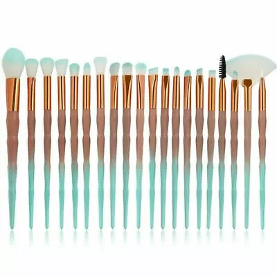 $17 • Buy 20x Fashion Design Make-up Brushes Diamond Unicorn Eyebrow Set Green/Brown
