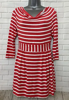 TOM JOULE/JOULES 10/S Red/White Stripe Longline 3/4 Sleeve Tunic Top • $18.05