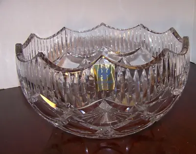 Faberge CORONATION Cut Crystal Bowl 8  Dia Pine Cone Design Scalloped Rim Exc. • $75.95