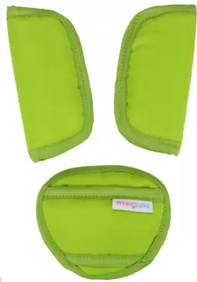 Car Seat Strap Covers & Crotch Pad Universal 3 Piece Baby Stroller  Green • £5.99