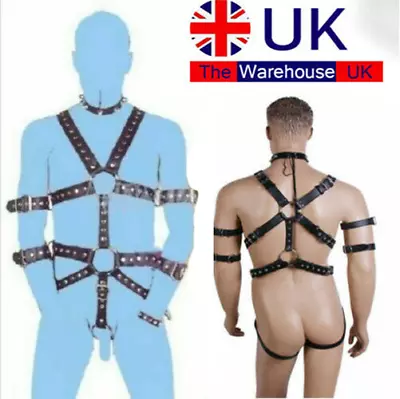 Sexy Male PU Leather Strap Full Body Harness Bondage Belt Clubwear Costume BDSM • £23.99