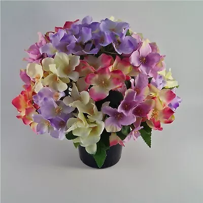 Artificial/ Silk Flower Arrangement Hydrangea Mix Grave Pot. Memorial Tribute • £12.99