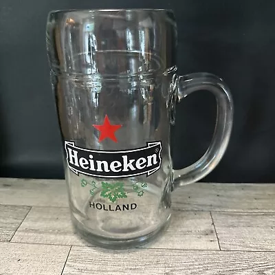 Heineken Holland Large 8  Glass Beer Mug Tall 3 Lbs Heavy 40oz • $9.99