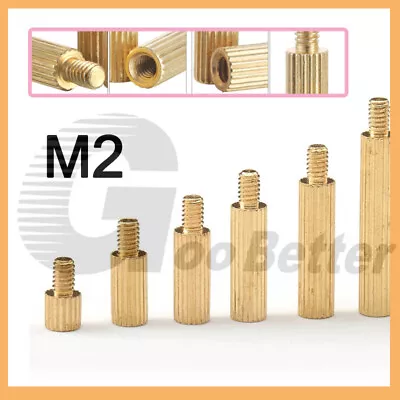  M2 Brass Knurled Standoff Spacer Screw Pillar PCB 3mm-40mm Computer Motherboard • $2.89