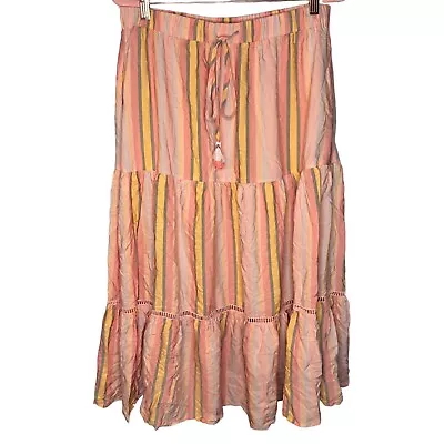 Matilda Jane Apricot Tree Whimsical Stripe Tiered Skirt Size Large • $26.88