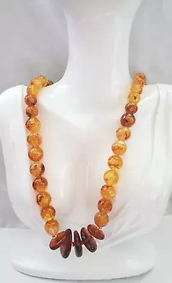 Vintage Faux Amber Graduated Beads Necklace 28 Inches • $9.86