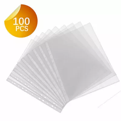 100PCS Clear Plastic Sheet Page Protectors Sleeves Office Document Ring Binder • $9.86