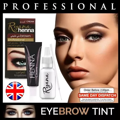 HENNA EYEBROW EYELASH TINT Lasting Brow Dye Paint Full Kit Cream Brown Black UK • £4.40