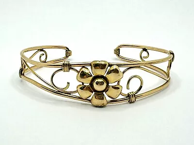 RARE Antique LS Co Filigree Floral Art Nouveau Cuff Bracelet 1/20 12K GF GOLD • $59.99