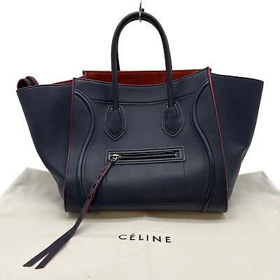 Authentic CELINE Luggage Phantom Navy Hand Bag Leather #36633511 • $725