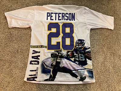 Adrian Peterson #28 White Minnesota Pro Style Football Jersey Artwork Mural Back • $9.99