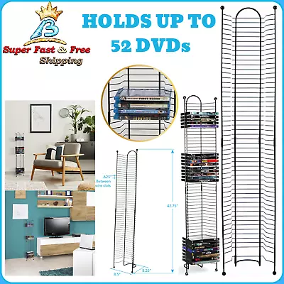 Slim Cabinet Stand Wall Tower Steel Wire DVD Holder Media Storage Movie Shelf • $59.51