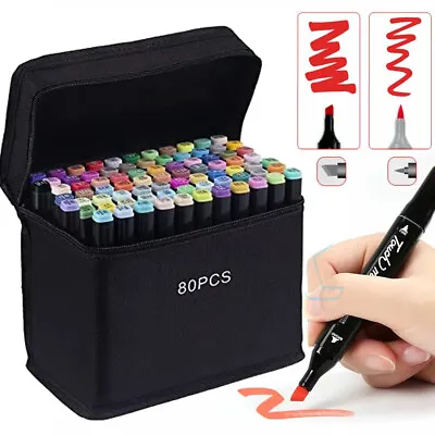 80 Colours Dual Tip Brush Pens Felt Tip Pens Colouring Pens For Adults And Kids • £14.98