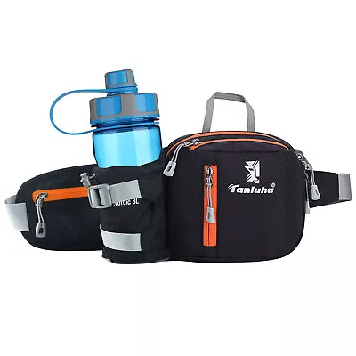 Running Belt Waist Pack With Water Bottle Holder Fitness Waterproof Bum Bag UK • £9.99