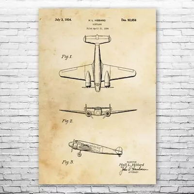 Lockheed Electra 10E Airplane Patent Poster Print 12 SIZES Flight Instructor • $15.95