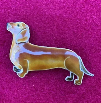 Vintage Zarah Sterling Enamel Dachshund Dog Brooch Pin 1 7/8  Long • $39.99