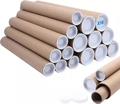 Aromeili Mailing Tubes With Caps16 Pack 2x15-Inch &1.5x12-Inch Kraft Paper Tube • $30.53