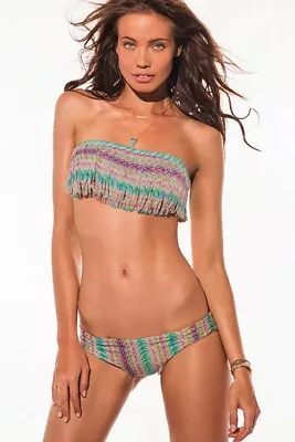 L Space Plumage Dolly Fringe Bandeau Top And Monique Bottom Bikini Small NEW  • $59