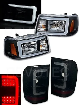 2001-2011 Ford Ranger Black C-Bar Headlights & LED Tail Lights Black Smoke • $346