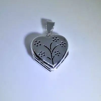 Vintage 4 Photo Heart Locket Pendant Sterling Silver  A Family's Love  New • $45