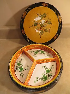 Vintage Divided Dish With Round Storage Box  Mori-Machi Moriyama Japan  • $19