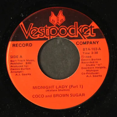 COCO & BROWN SUGAR: Midnight Lady VESTPOCKET 7  Single 45 RPM • $8