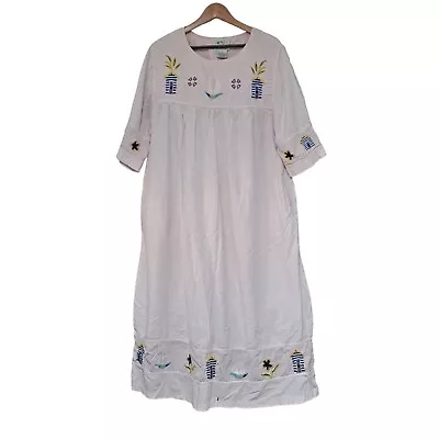 Quacker Factory Dress Women Size XL Embroidered Granny Teacher Cottage Mumu • $39.99