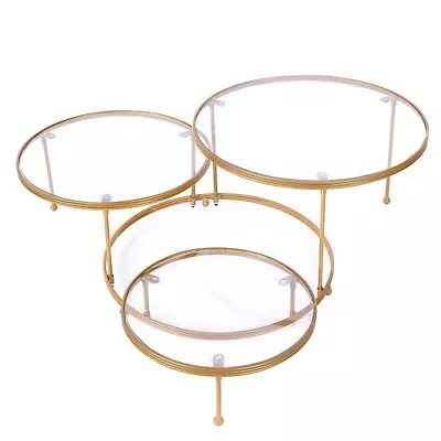 Gold Clear 23  Round 3 Tier Metal Cake Dessert Stand Acrylic Plates Party Events • $40.89