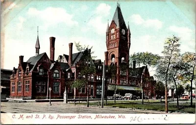 Postcard C M & St P Ry Passenger Station Milwaukee Wis 1906 Undivided Back • $14.50