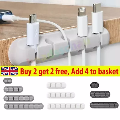 1-7Slot Cable Holder.Management Clips Ties·Charger◆USB Wire Table Tidy·Organizer • £0.99