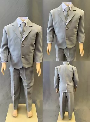 $38.98 • Buy Toddler Teen Boy GRAY Elegant Wedding Birthday Sweet 16 Tuxedo Suit 5-Piece Set 