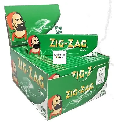 Zig Zag Green King Size Slim Cigarette Rolling Paper 1 5 10 25 Or 50 Booklets • £2.65