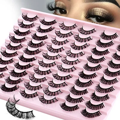 Russian Style Strip Lashes D Curl Mink False Eyelashes Full Curled 10 Pairs UK • £2.99