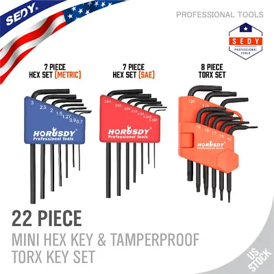 22 Piece Mini L-Key Short Hex Allen Wrench Torx Metric SAE 3 In 1 Tamper-proof • $5.94
