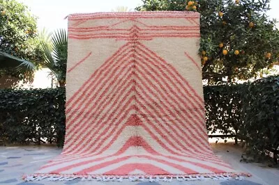 Pink Morrocan Rug 6x9 Wool Rugs For Living Room Soft Beni Ourain Rug Large • $138.50