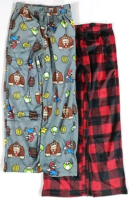 Boys Small 6-7 Super Mario Pajamas Red Striped PJ Pant Bundle Fun Gift • $14.86