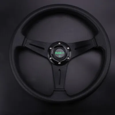 6 Hole 13  340mm BLACK Steering Wheel Sport Racing  Deep Dish With Horn Button • $28.99