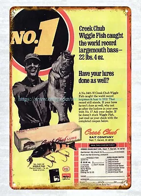$18.96 • Buy Old Reproductions Fishing Lure Creek Chub Bait Company Metal Tin Sign