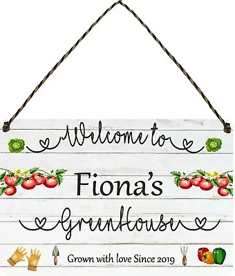 £5.99 • Buy Personalised Greenhouse Garden Sign Plaque Gift Summer House Flowers Allotment