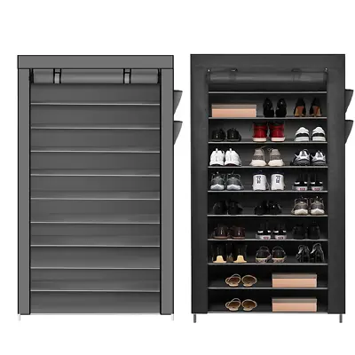 $25.99 • Buy JOYHUT 10 Tier Shoe Rack Cabinet Portable Storage Cover Shelf Organiser 50 Pairs