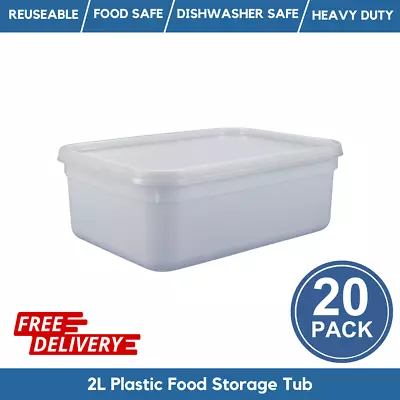 2 Litre Rectangular Food Storage Container / Ice Cream Tub Containers & Lids • £21.99