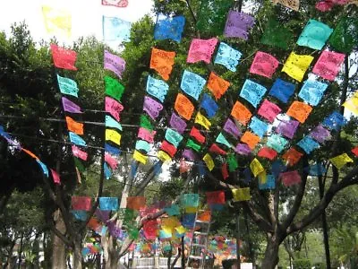 25 Mexican Papel Picado Garlands Fiesta Decor 5m/16.4ft Long Large PAPER Banners • £179.85