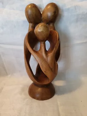 Suar Wood Family Unity Sculpture Carved Statue Abstract Modern Indonesia 8  • $12.49