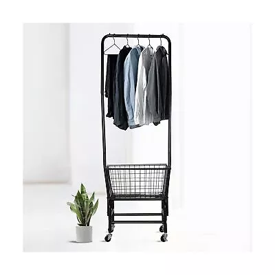 Rolling Laundry Cart With Hanging Rack Rolling Laundry Butler With Wire Stor... • $89.02