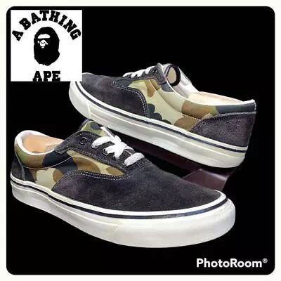 A BATHING APE YANKSTA Bapesta Sneaker Shoes Black Camo Low US8 Used From Japan • $208.20