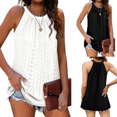 Womens Vest Tops Summer Sleeveless Blouse Ladies Tank Cami Tee T Shirt Plus Size • £6.63