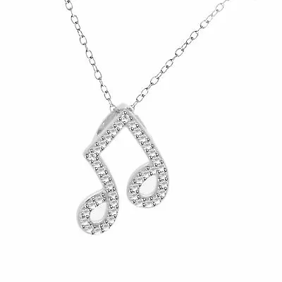 Natural Diamond Music Note Pendant W/18  Chain 14k Gold Plated Sterling Silver • $251.56